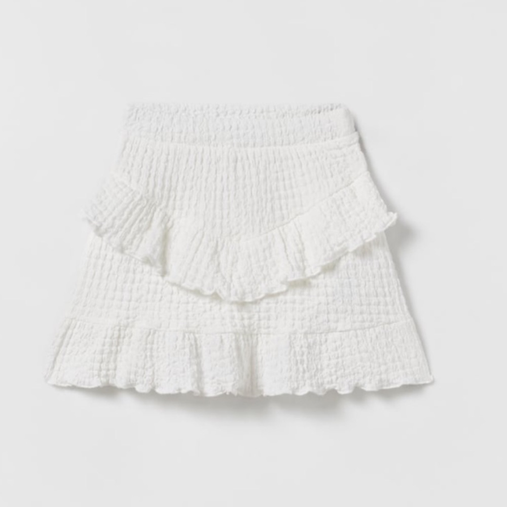 Zara Textured Skirt With Ruffles